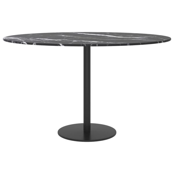 vidaXL Table Top Black with marble pattern Tempered glass 27.6 in diameter