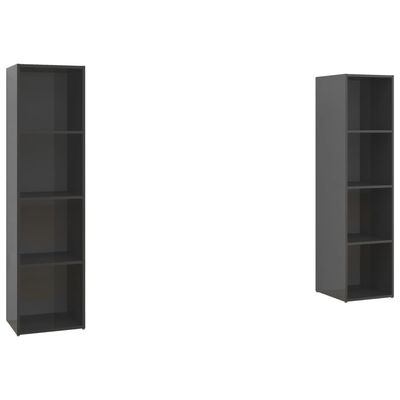 vidaXL TV Cabinets 2 pcs High Gloss Gray 56.1"x13.8"x14.4" Chipboard