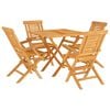 vidaXL Garden Dining Set Natural Teak Solid Teak Wood Medium Foldable