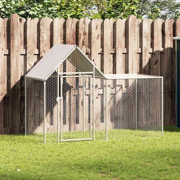 vidaXL Chicken Coop Silver Galvanized Steel Large Durable Chicken Coop