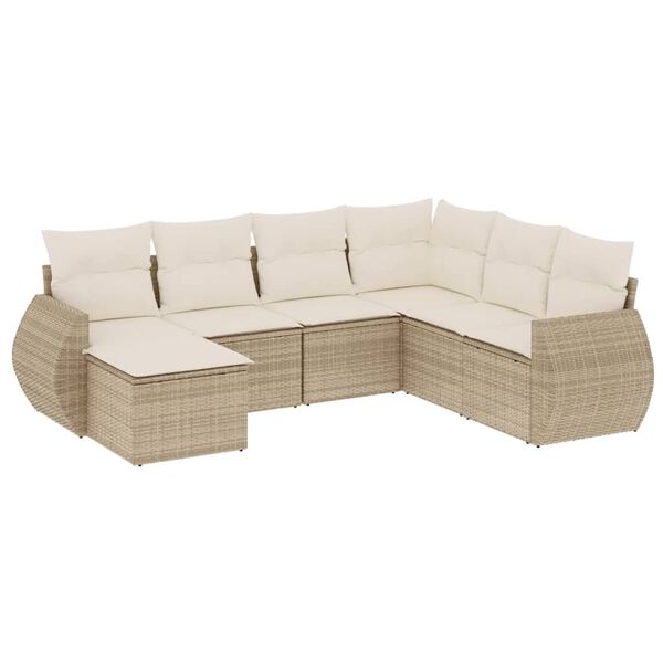 vidaXL Garden Sofa Set Beige PE rattan Large Adjustable Feet