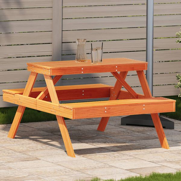 vidaXL Picnic Table Wax Brown Solid Pine Wood Medium Durable