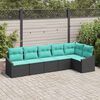 vidaXL Garden Sofa Set 6 pcs Black and Turquoise Poly Rattan