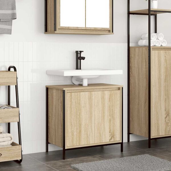 vidaXL Bathroom Basin Cabinet Sonoma Oak Engineered Wood Medium