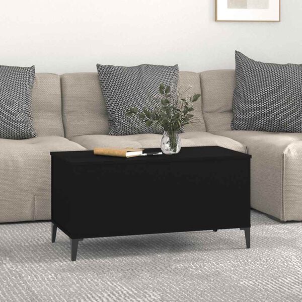 vidaXL Coffee Table Black Engineered wood, metal Medium