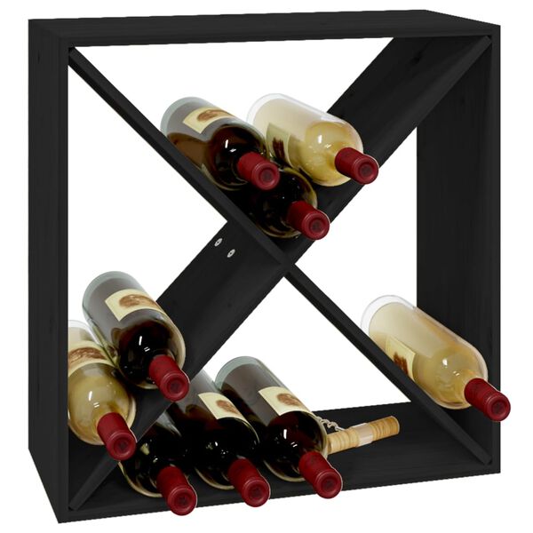 vidaXL Wine Cabinet Black 24.4"x9.8"x24.4" Solid Wood Pine