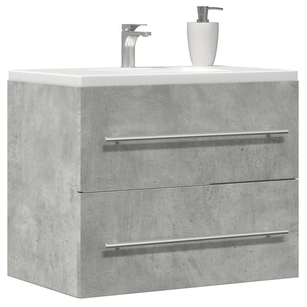 vidaXL Sink Cabinet Concrete Grey Engineered Wood 23.6 x 15.2 x 18.9 in