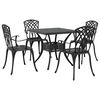 vidaXL Garden Table Set 5 pcs Black Cast Aluminium