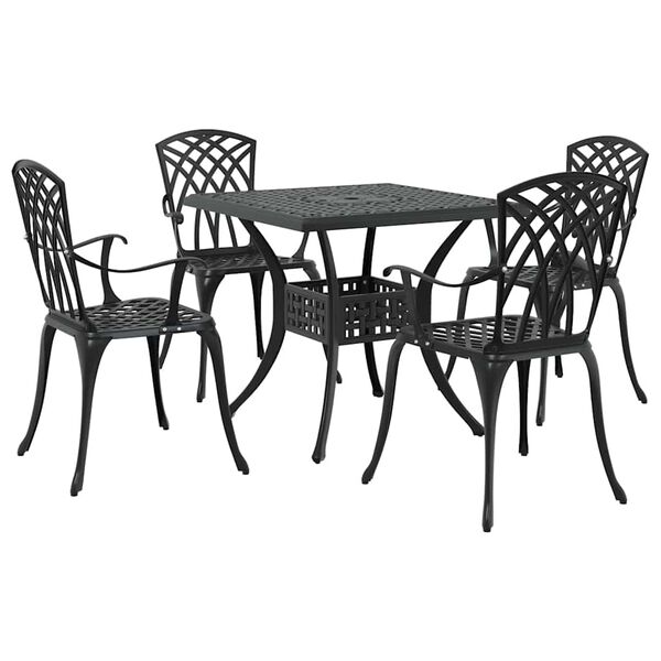 vidaXL Garden Table Set 5 pcs Black Cast Aluminium