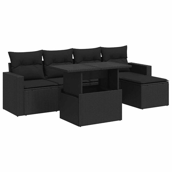vidaXL Garden Sofa Set Black PE Rattan Large Garden Sofa Set