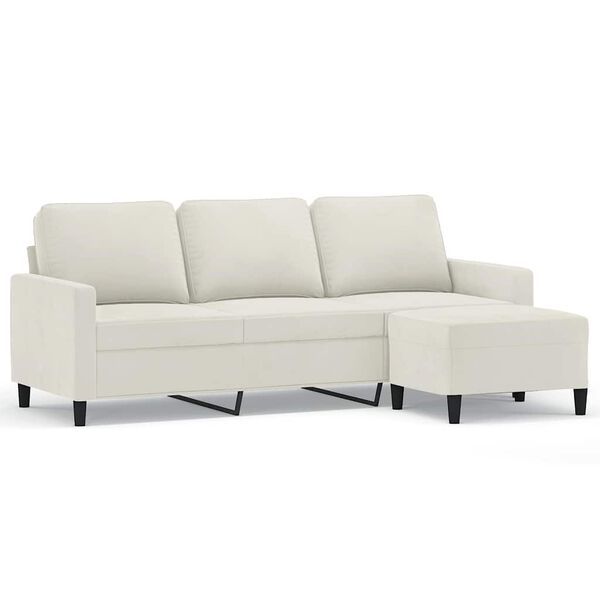 vidaXL 3-Seater Sofa with Footstool Cream 70.9" Velvet