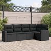 vidaXL Garden Sofa Set Black PE rattan Large Adjustable Feet