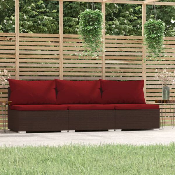 vidaXL 3-Seater Sofa Brown