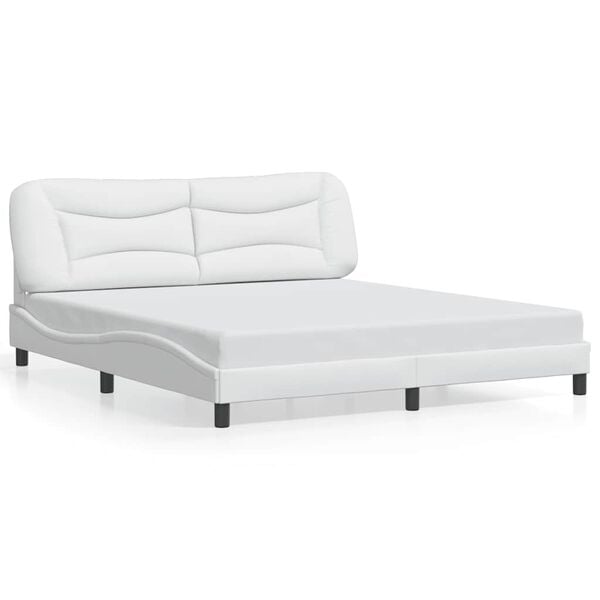 vidaXL Bed Frame without Mattress "Hvar" White 72"x83.9"Faux Leather