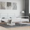 vidaXL Bed Frame White Steel Double Bed Frame Rectangular Industrial