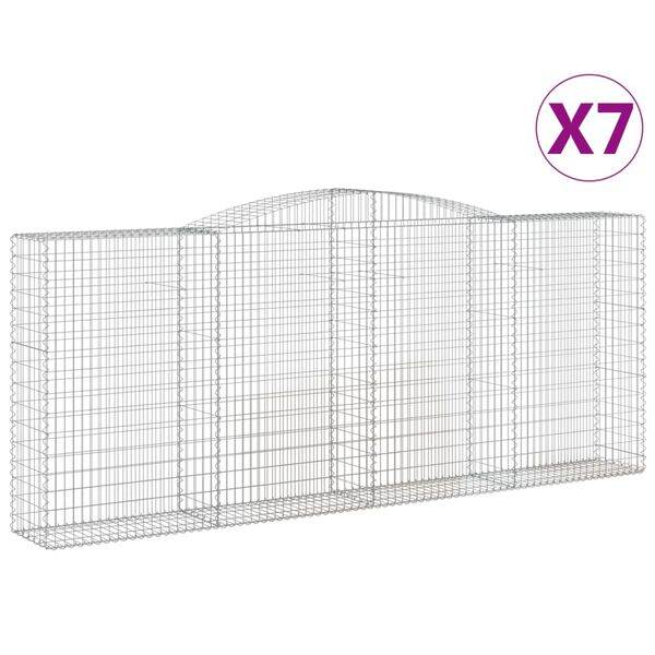 vidaXL Gabion Basket Set of 7 Silver Galvanized Iron Large