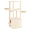 vidaXL Cat Tree Cream Engineered Wood, Plush, Sisal Medium