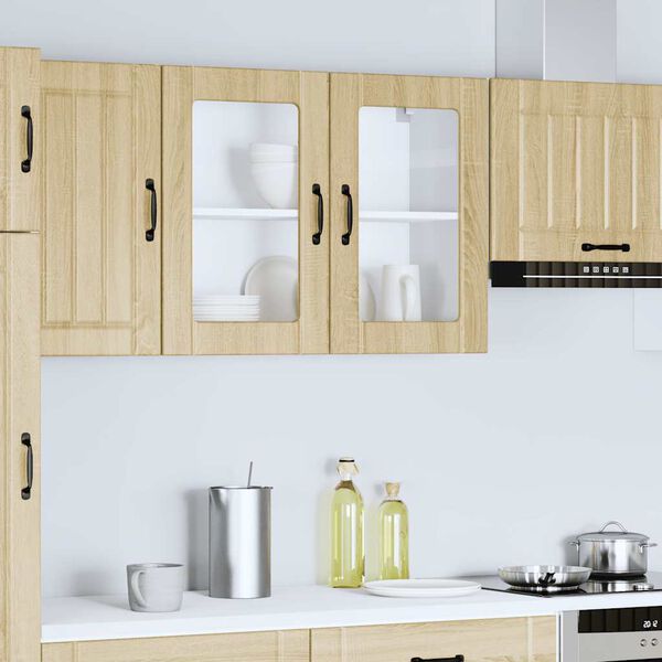 vidaXL Kitchen Wall Cabinet Sonoma Oak Engineered wood and glass 40