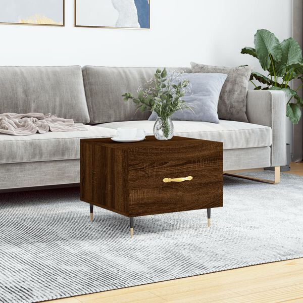 vidaXL Coffee Table Brown Oak Engineered wood, Iron Small Coffee Table