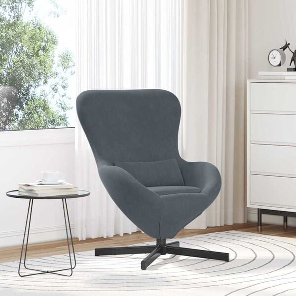 vidaXL Egg Chair Dark Grey 24.80 x 28.74 x 35.43 in Velvet