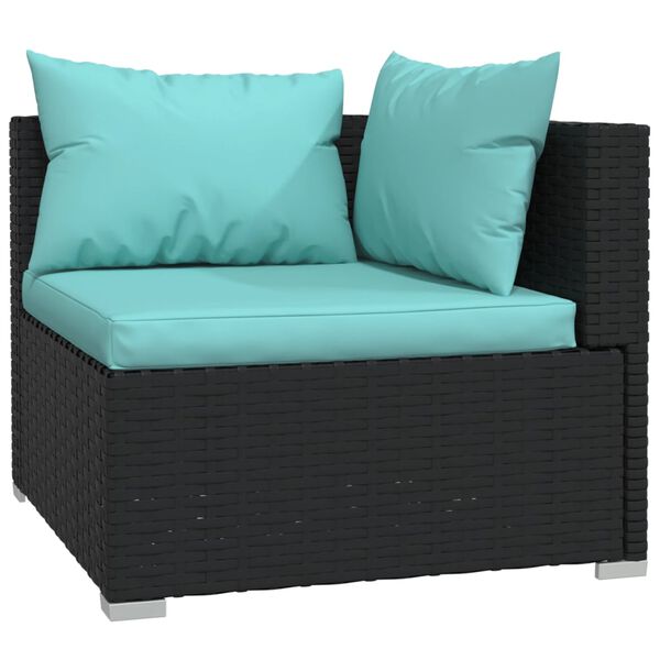 vidaXL Garden Lounge Set Black and Water Blue