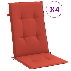 vidaXL Highback Chair Cushion Set of 4 Melange red 100% Polyester Medium