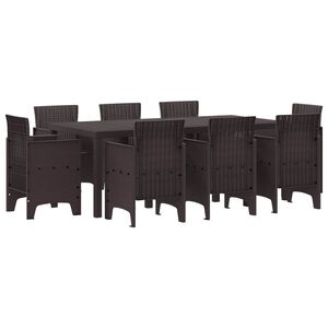 vidaXL Garden Dining Set 9 pcs Brown Polt rattan