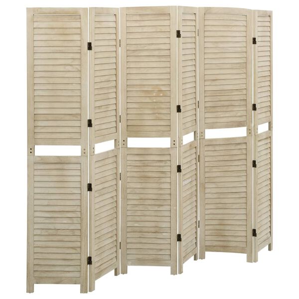 vidaXL 6-Panel Room Divider 82.7x65.0" Solid Wood Paulownia