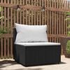 vidaXL Patio Middle Sofa Black with white cushions