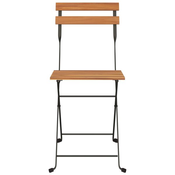 vidaXL Folding Bistro Chair Set of 4 Brown Solid Teak Wood One Size