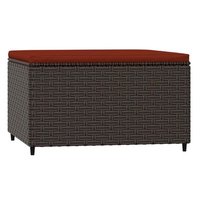vidaXL Patio Footrest with Cushion Brown Poly Rattan