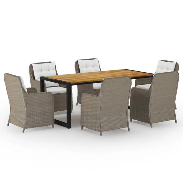 vidaXL 7 Piece Patio Dining Set Brown