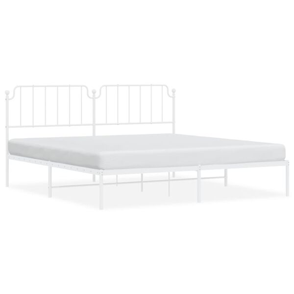 vidaXL Bed Frame White Steel Full Bed Frame Rectangular Traditional
