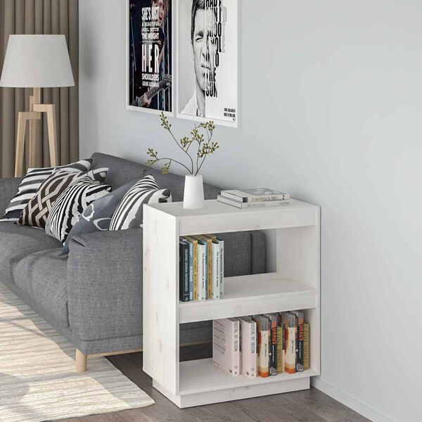 vidaXL Book Cabinet White Solid pinewood Medium Book Cabinet