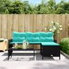 vidaXL Garden Sofa Black sofa with blue cushions