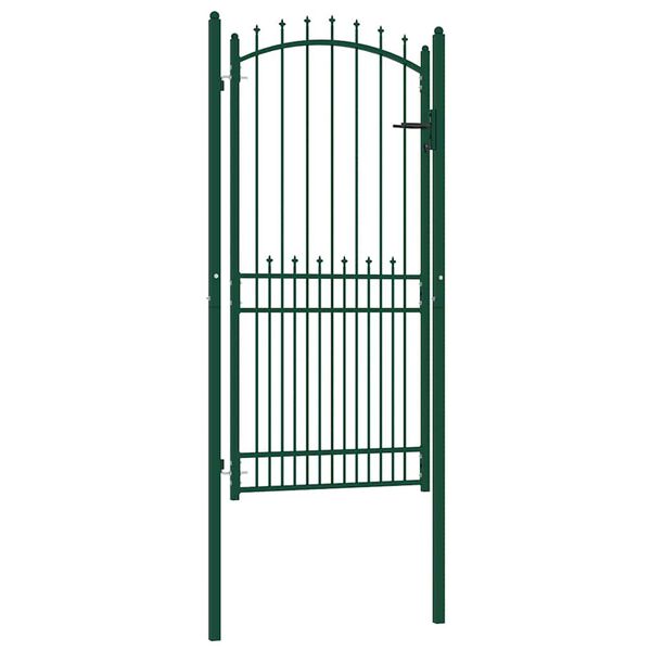 vidaXL Fence Gate with Spikes Steel 39.4x78.7" Green