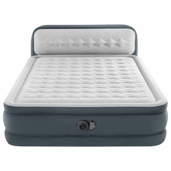 INTEX Airbed White and Grey Vinyl with Velvet Top Layer Queen Airbed