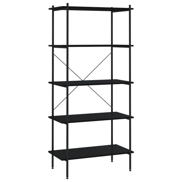 vidaXL Shelving Unit Black Engineered wood, Steel 31.5x15.7x64.2 in