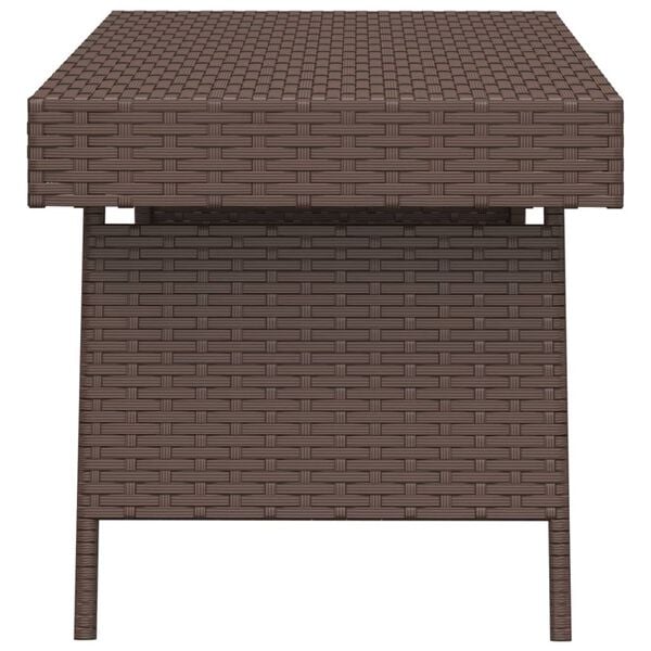vidaXL Side Table Brown PE rattan, Powder-coated steel Compact Foldable