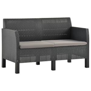 vidaXL Garden Sofa Anthracite PP (Polypropylene) with a rattan look Medium