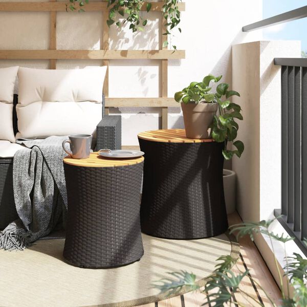 vidaXL Garden Side Table Black and brown