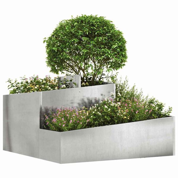 vidaXL Garden Planter Silver 31.50 x 31.50 x 19.69 in Stainless Steel