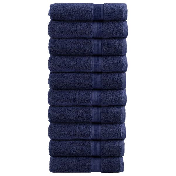 vidaXL Shower Towel Set of 10 Navy Blue 100% Cotton 27.6 x 55.1 in