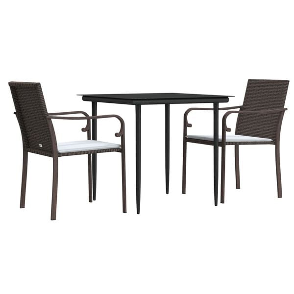 vidaXL Garden Dining Set Brown, Black, Cream White