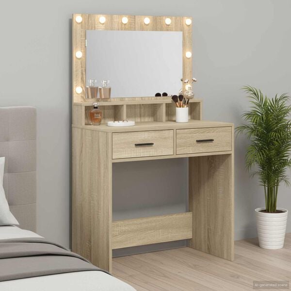 vidaXL Dressing Table Sonoma Oak 79 x 41 x 135 cm Engineered Wood