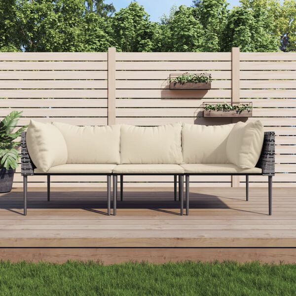 vidaXL Garden Lounge Set Grey with beige cushions