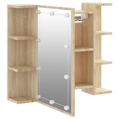 vidaXL Mirror Cabinet with LED Sonoma Oak 27.6"x6.5"x23.6"