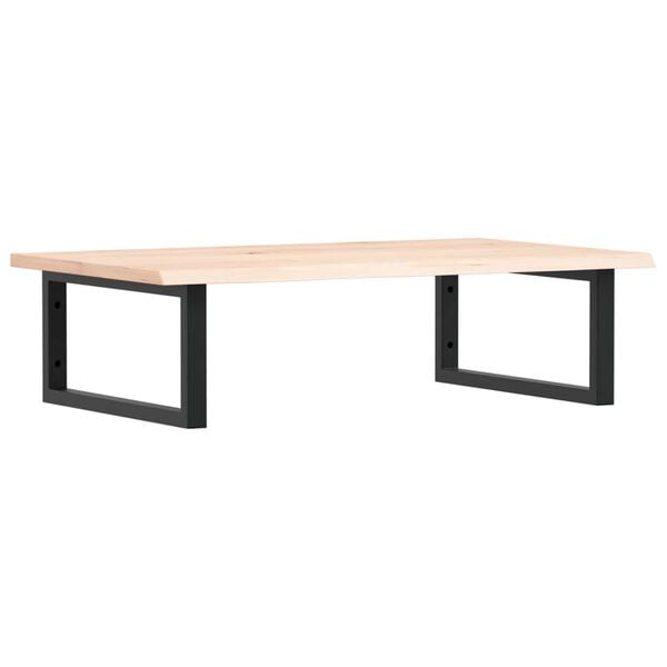 vidaXL Basin Shelf Natural Oak and Black Solid Oak Wood and Steel Medium