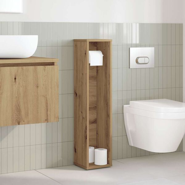 vidaXL Bathroom Cabinet with Roll Holder Artisan Oak 20,5x20x90 cm