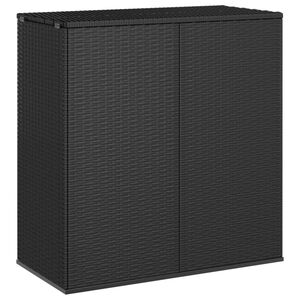 vidaXL Cushion Box Black PE Rattan Large Cushion Box Rectangular